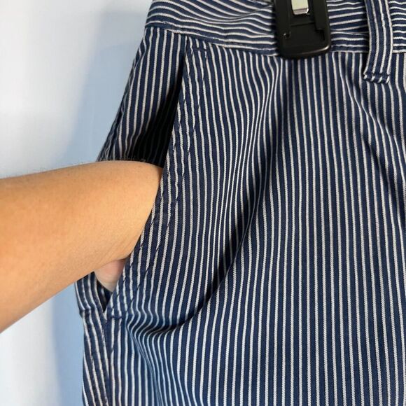 M&S Collection Navy White Striped Bermuda Cotton Casual Shorts Size 14 - Picture 5 of 10